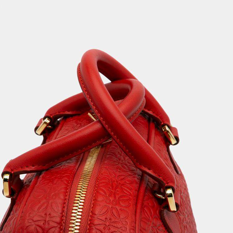 Pre Owned Loewe Red Anagram Embossed Leather Amazona 75