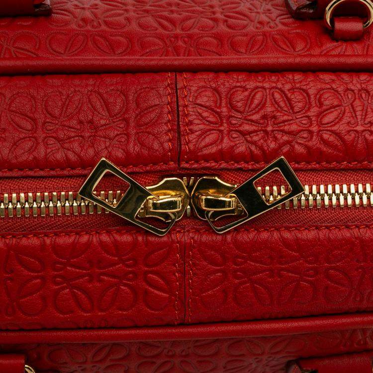 Pre Owned Loewe Red Anagram Embossed Leather Amazona 75