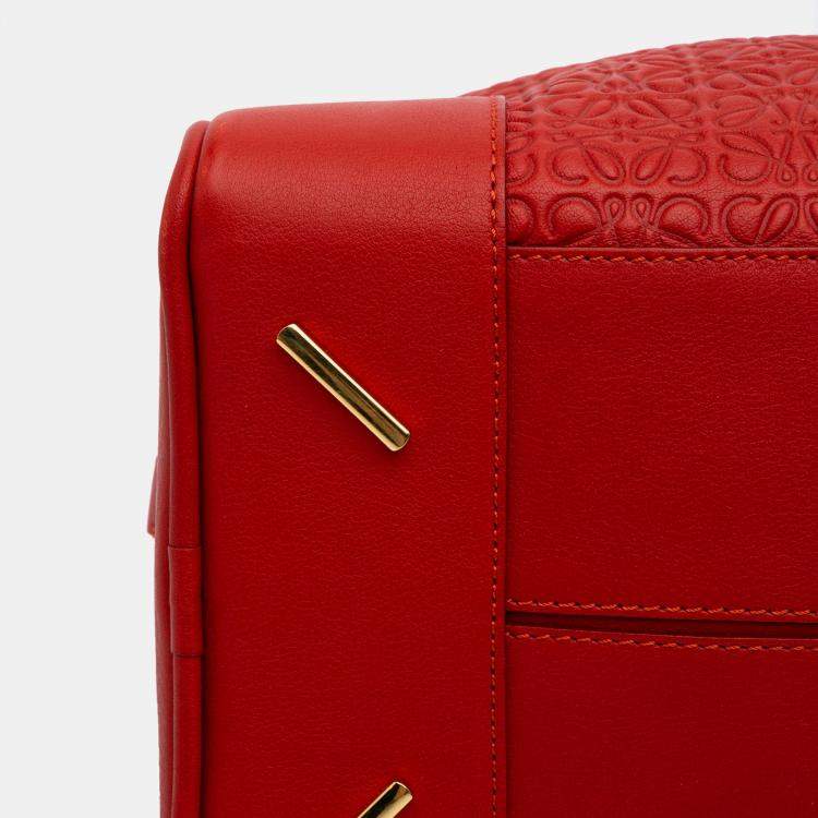 Pre Owned Loewe Red Anagram Embossed Leather Amazona 75