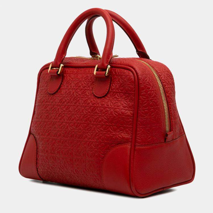Pre Owned Loewe Red Anagram Embossed Leather Amazona 75