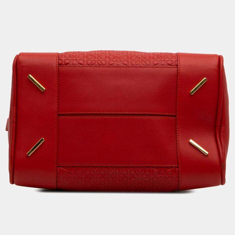Pre Owned Loewe Red Anagram Embossed Leather Amazona 75