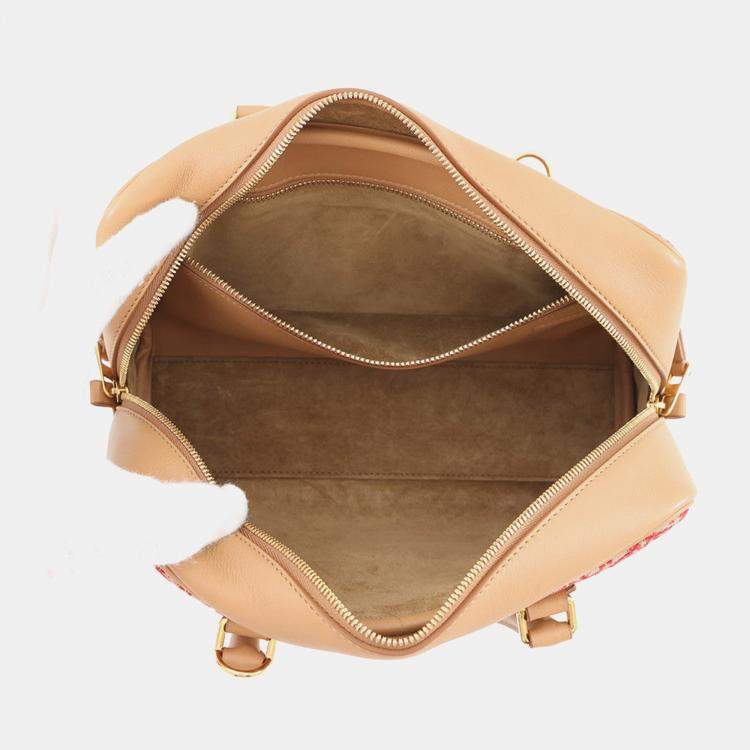 مملوكة مسبقًا Loewe Amazona Anagram Warm Desert/Red Calf Leather Canvas Size 23