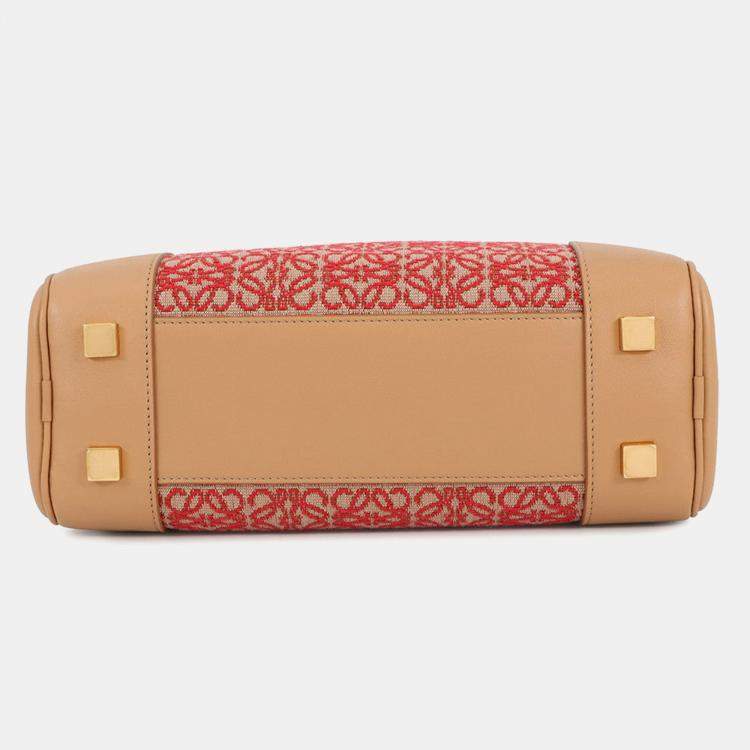 مملوكة مسبقًا Loewe Amazona Anagram Warm Desert/Red Calf Leather Canvas Size 23