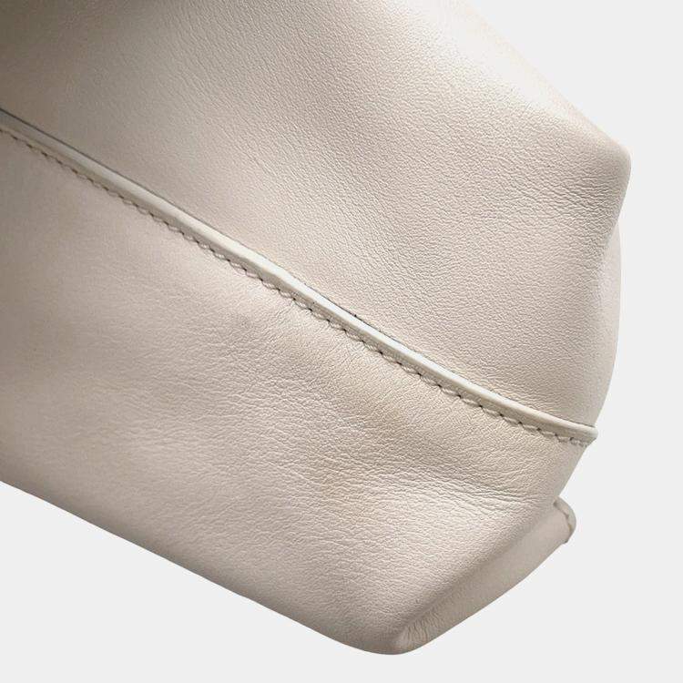 Pre Owned Loewe Paseo Chain shoulder Bag White Leather Size Small