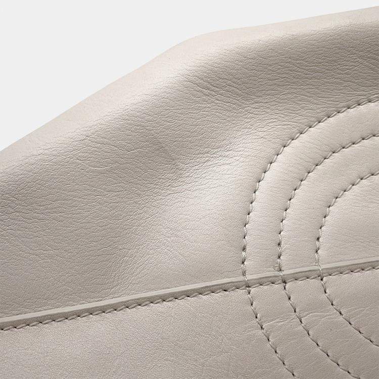 Pre Owned Loewe Paseo Chain shoulder Bag White Leather Size Small