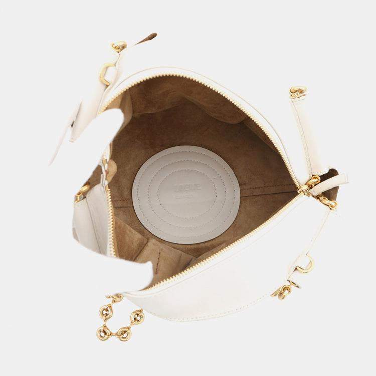 Pre Owned Loewe Paseo Chain shoulder Bag White Leather Size Small