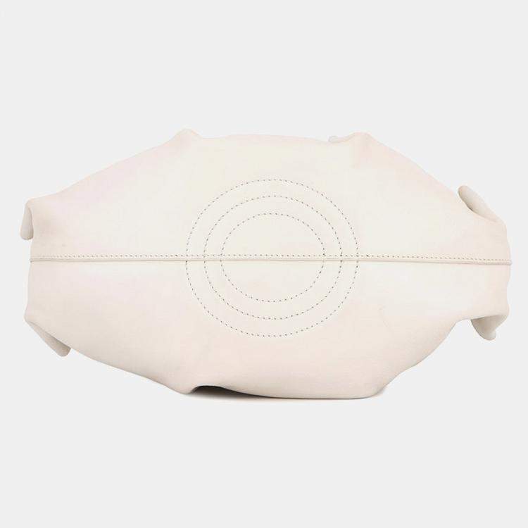 Pre Owned Loewe Paseo Chain shoulder Bag White Leather Size Small