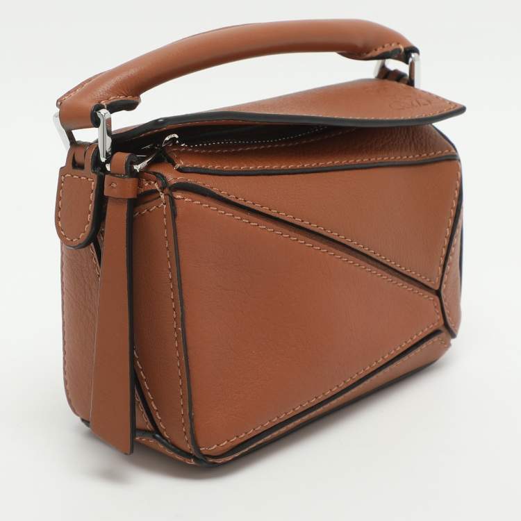 Pre Owned Loewe Puzzle Nano Brown Leather Shoulder Bag
