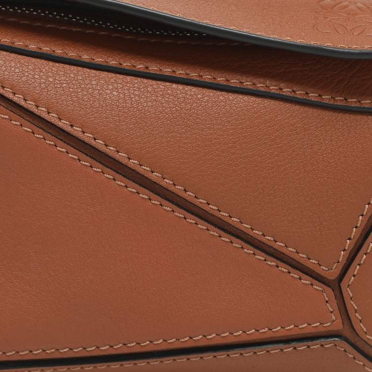 Pre Owned Loewe Puzzle Nano Brown Leather Shoulder Bag