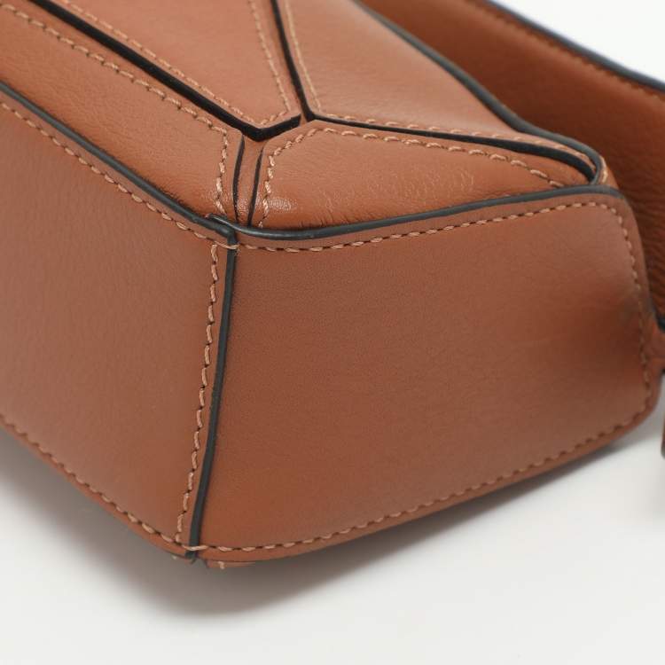 Pre Owned Loewe Puzzle Nano Brown Leather Shoulder Bag