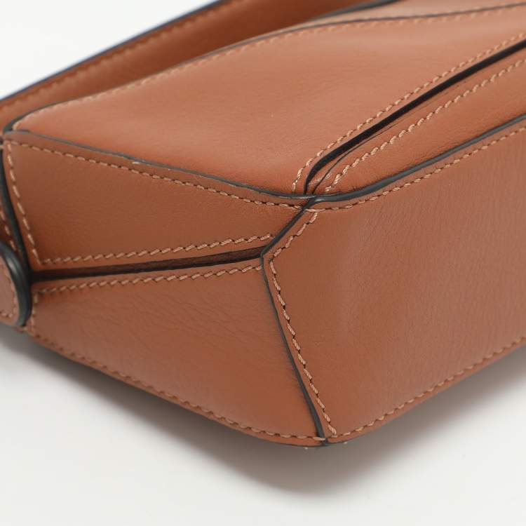 Pre Owned Loewe Puzzle Nano Brown Leather Shoulder Bag