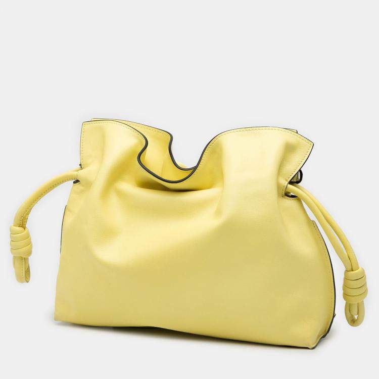 Pre Owned Loewe Yellow Medium Nappa Flamenco Knot Clutch
