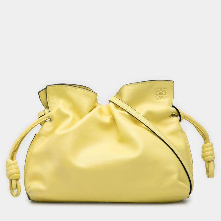 Pre Owned Loewe Yellow Medium Nappa Flamenco Knot Clutch