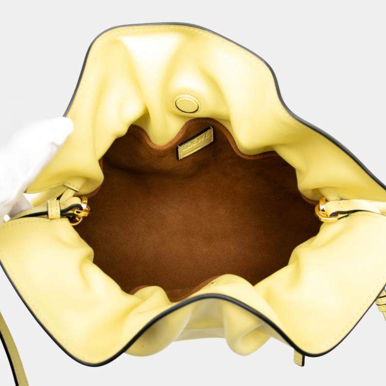 Pre Owned Loewe Yellow Medium Nappa Flamenco Knot Clutch