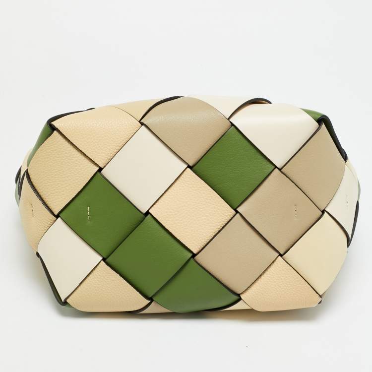 Pre Owned Loewe Surplus Small Multicolor Woven Leather Basket Tote