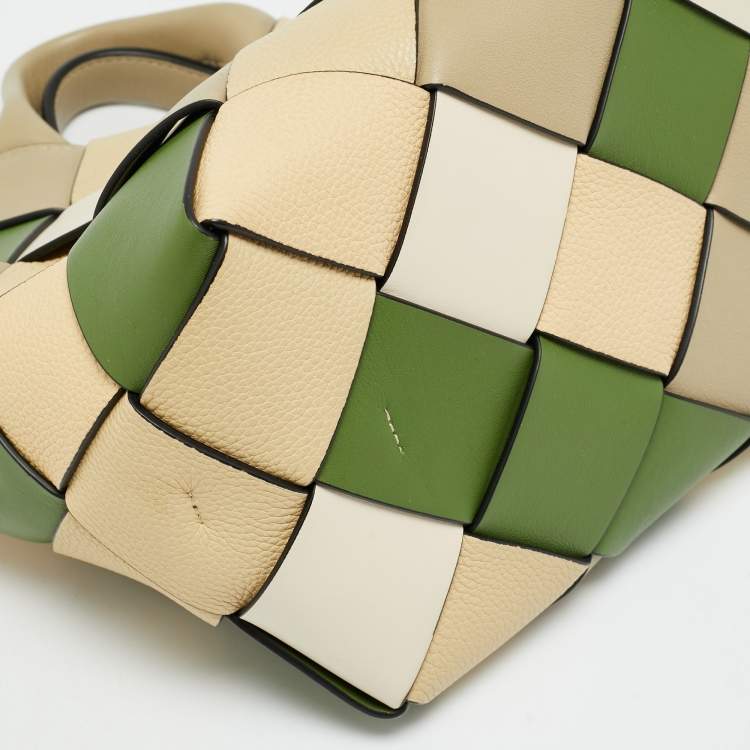 Pre Owned Loewe Surplus Small Multicolor Woven Leather Basket Tote