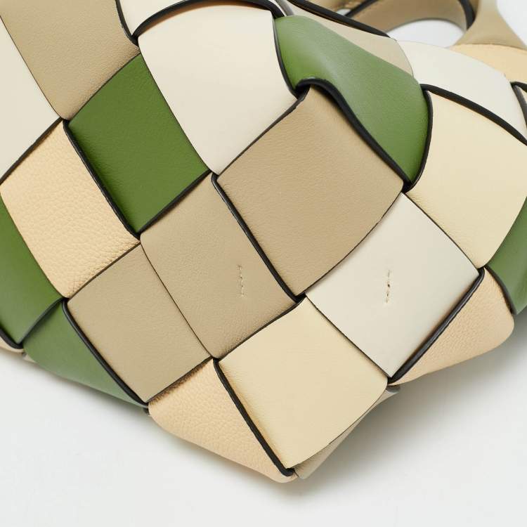 Pre Owned Loewe Surplus Small Multicolor Woven Leather Basket Tote