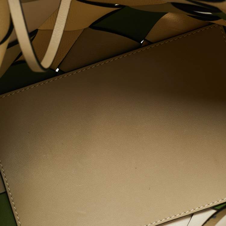 Pre Owned Loewe Surplus Small Multicolor Woven Leather Basket Tote