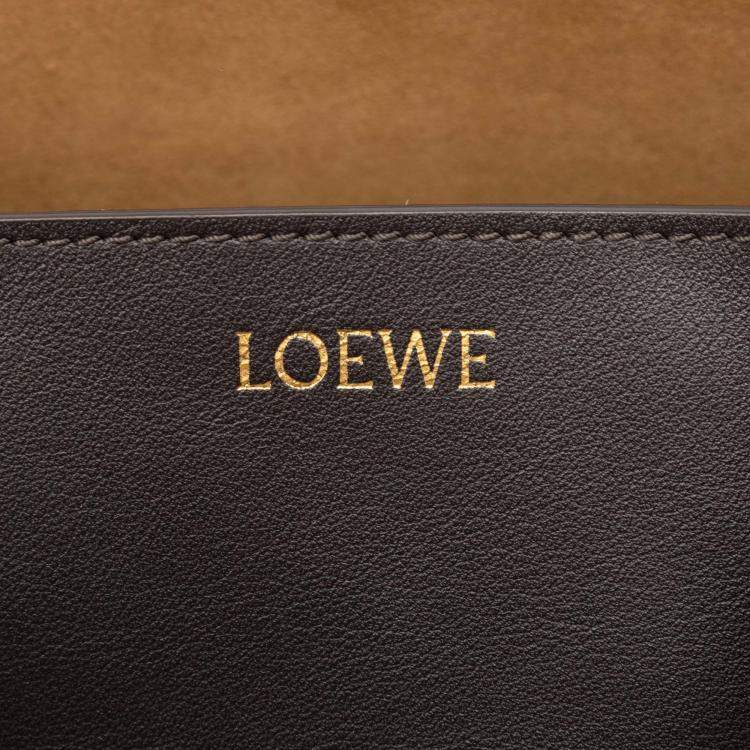 Pre Owned Loewe Black Red Medium Bicolor Shiny Calfskin Puzzle Fold Tote