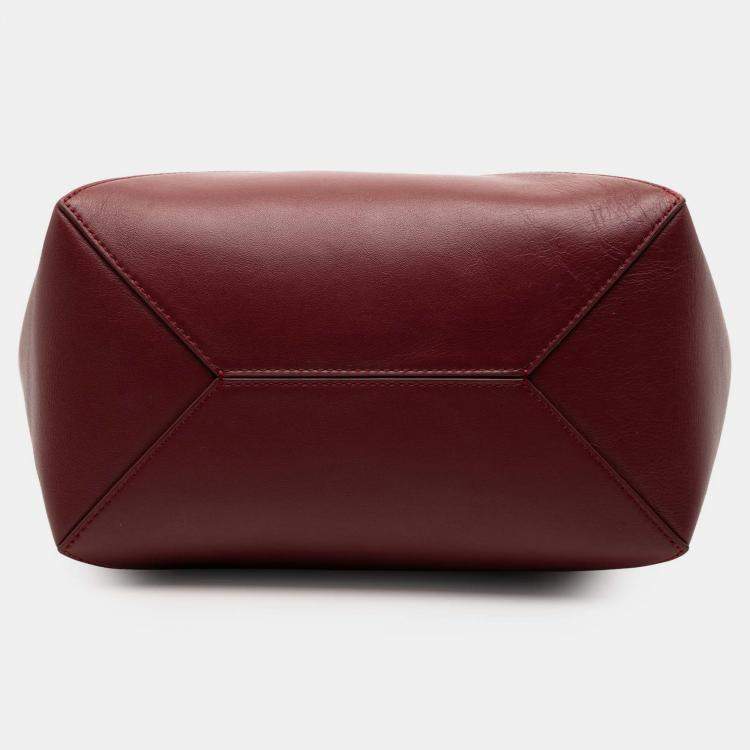 Pre Owned Loewe Black Red Medium Bicolor Shiny Calfskin Puzzle Fold Tote