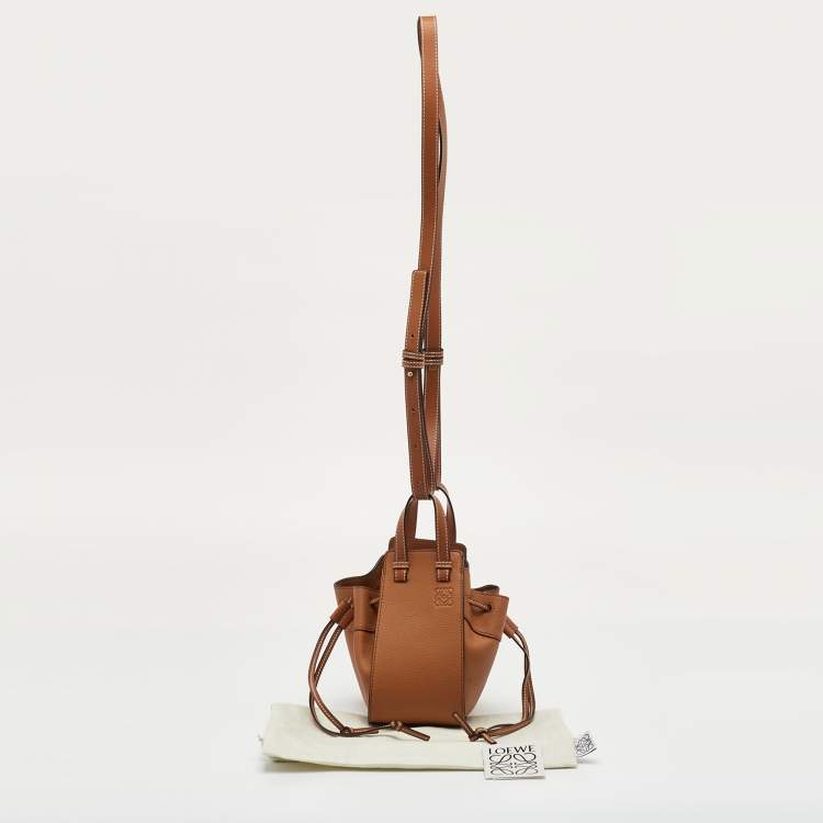Pre Owned Loewe Hammock Mini Brown Leather Drawstring Bucket bag