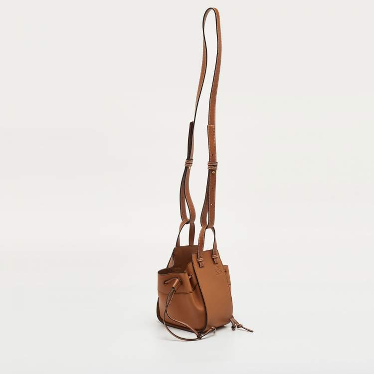 Pre Owned Loewe Hammock Mini Brown Leather Drawstring Bucket bag