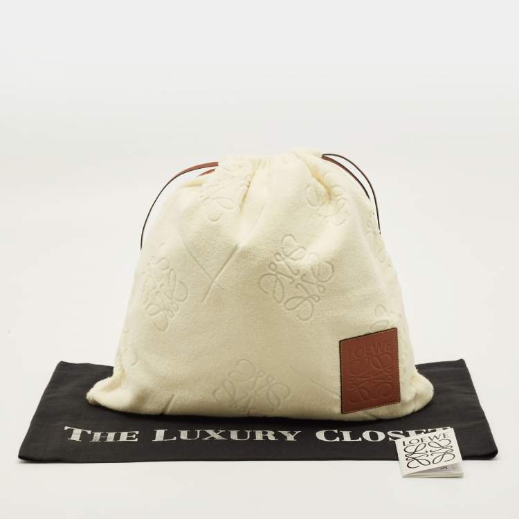 Pre Owned Loewe Anagram Cream Terry Cloth Drawstring Pouch