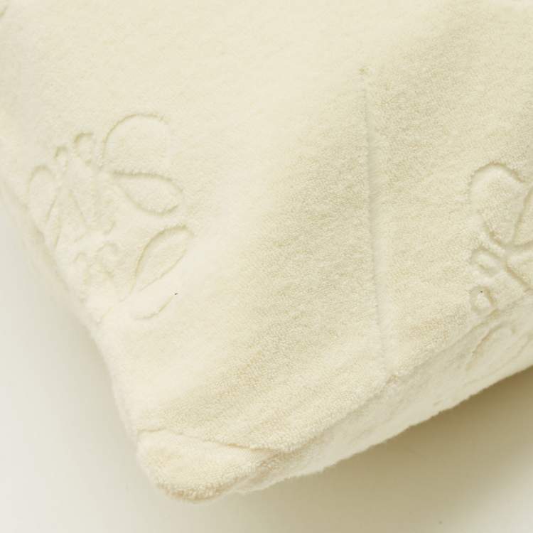 Pre Owned Loewe Anagram Cream Terry Cloth Drawstring Pouch