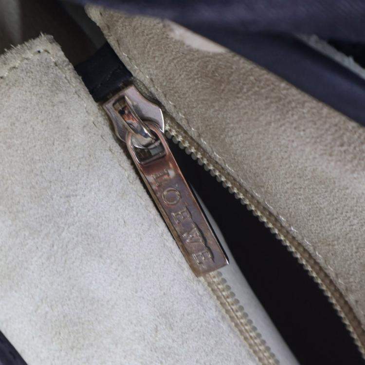 Pre Owned Loewe Mini Beige, Black Suede Anagram Tote