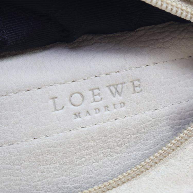 Pre Owned Loewe Mini Beige, Black Suede Anagram Tote