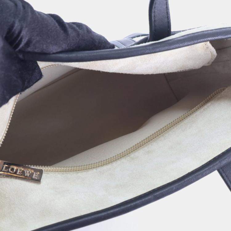 Pre Owned Loewe Mini Beige, Black Suede Anagram Tote