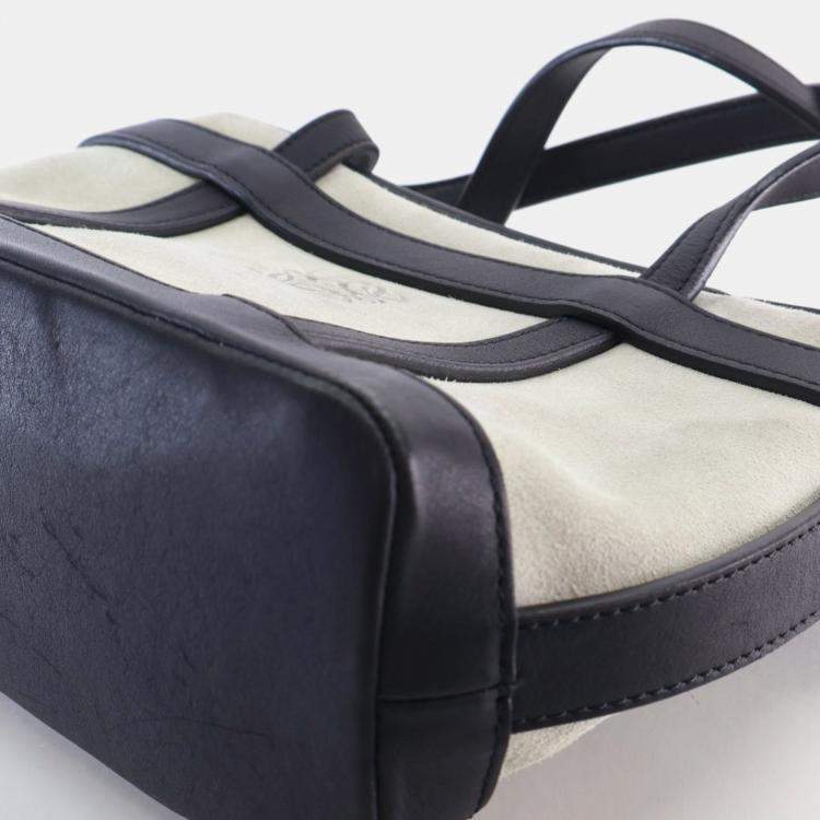 Pre Owned Loewe Mini Beige, Black Suede Anagram Tote