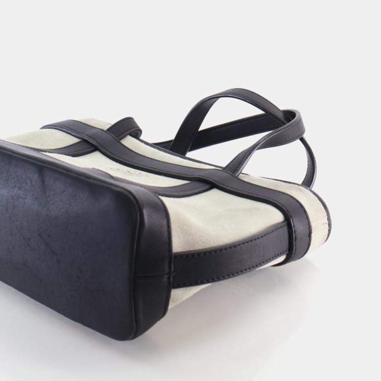 Pre Owned Loewe Mini Beige, Black Suede Anagram Tote