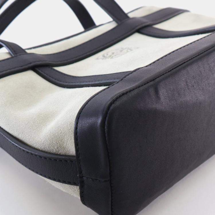 Pre Owned Loewe Mini Beige, Black Suede Anagram Tote