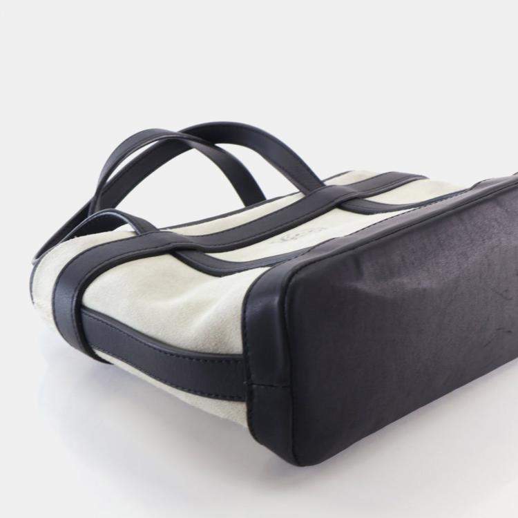 Pre Owned Loewe Mini Beige, Black Suede Anagram Tote