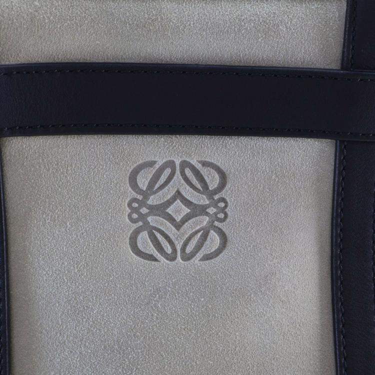 Pre Owned Loewe Mini Beige, Black Suede Anagram Tote