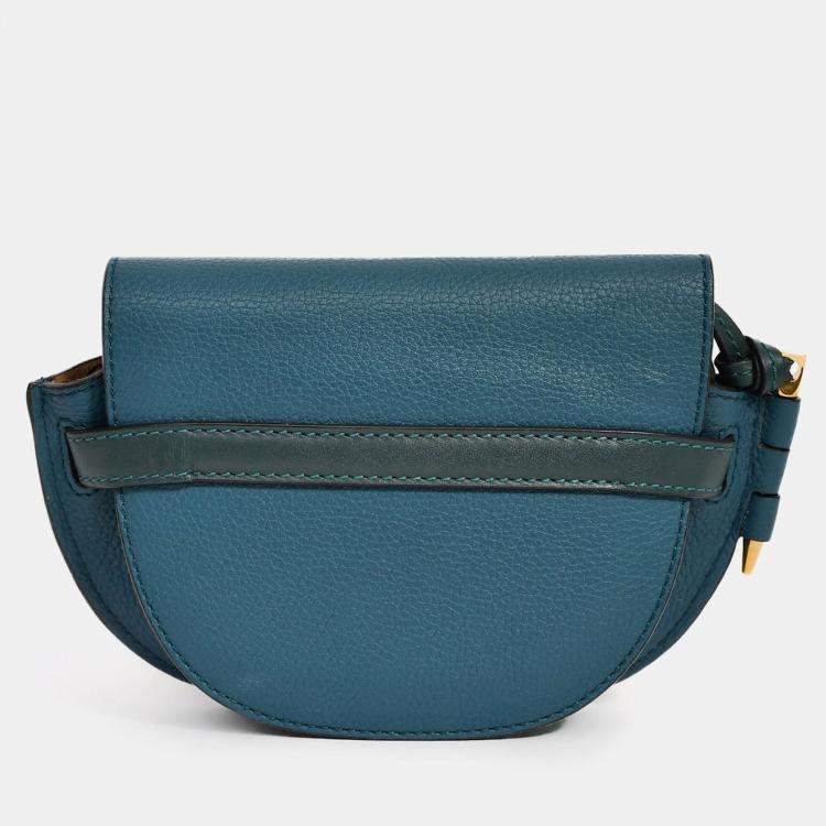 Pre Owned Loewe Blue Leather Mini Gate Crossbody Bag