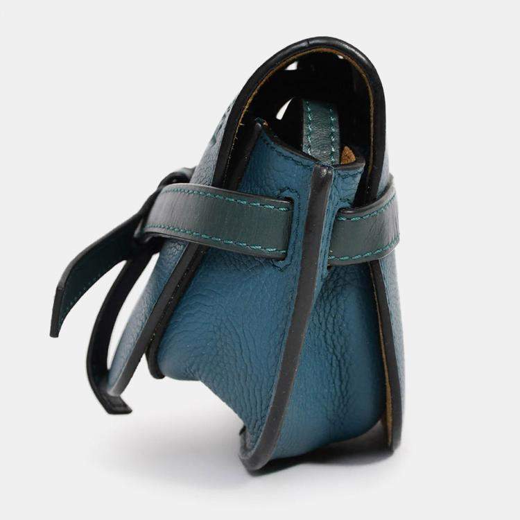 Pre Owned Loewe Blue Leather Mini Gate Crossbody Bag