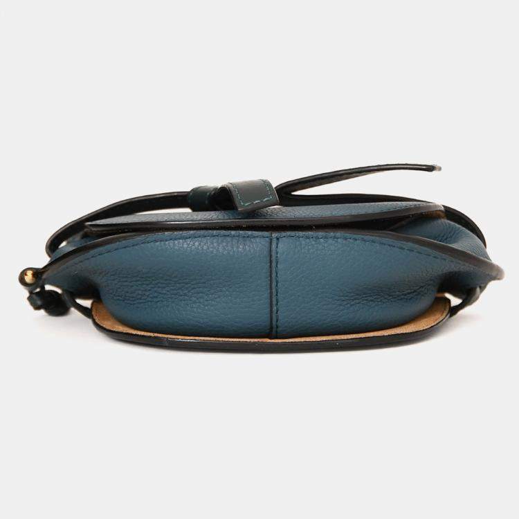 Pre Owned Loewe Blue Leather Mini Gate Crossbody Bag