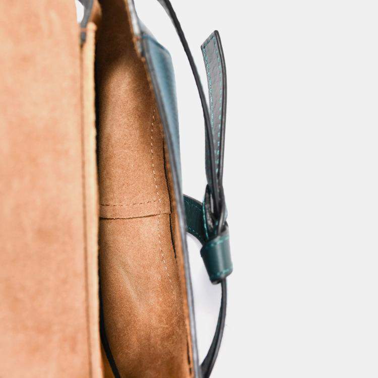 Pre Owned Loewe Blue Leather Mini Gate Crossbody Bag