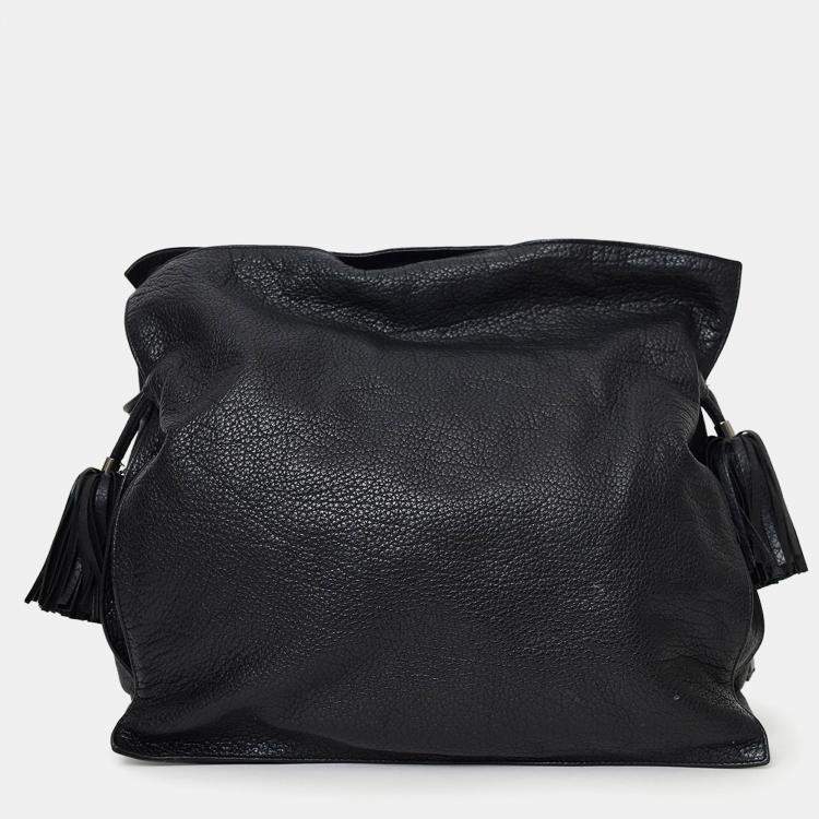 Pre Owned Loewe 2014 Black Leather Tasseled Flamenco Shoulder Bag