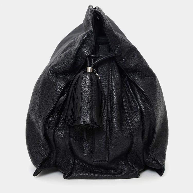 Pre Owned Loewe 2014 Black Leather Tasseled Flamenco Shoulder Bag