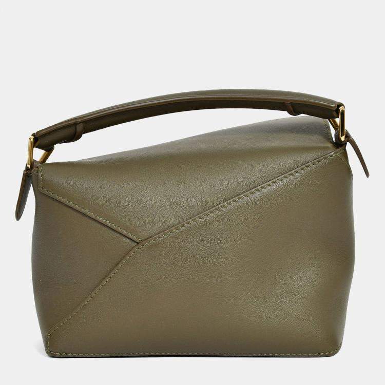 Pre Owned Loewe 2024 Dark Khaki Mini Puzzle Edge Shoulder Bag