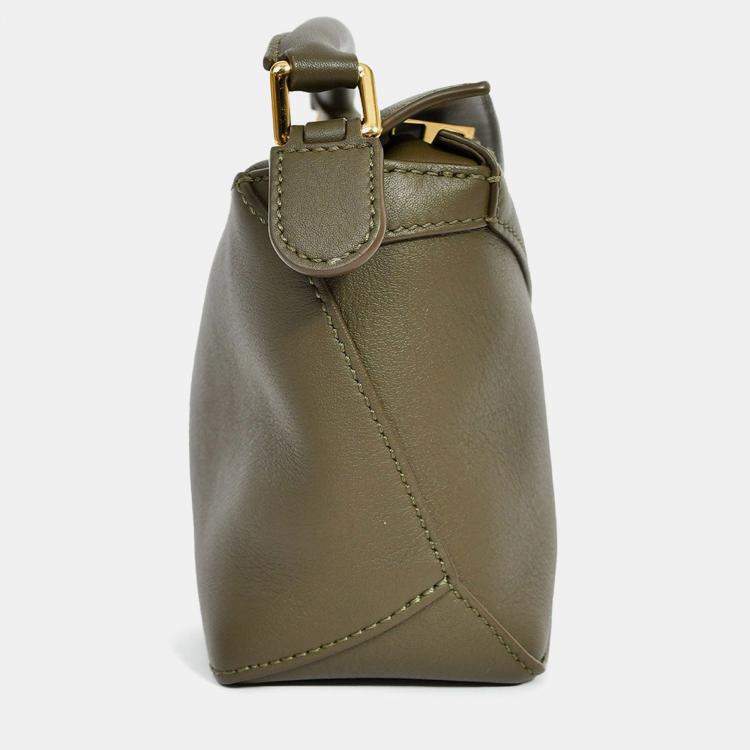 Pre Owned Loewe 2024 Dark Khaki Mini Puzzle Edge Shoulder Bag