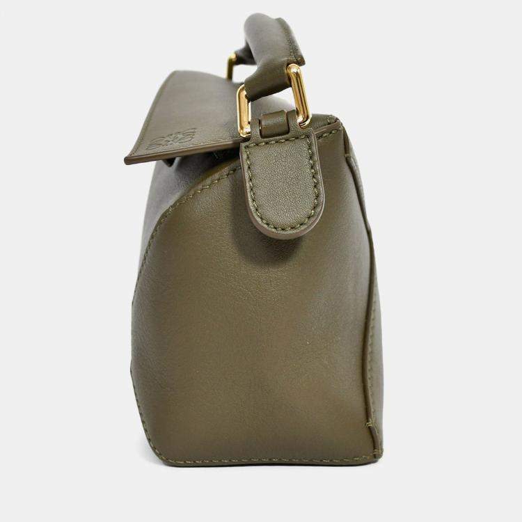 Pre Owned Loewe 2024 Dark Khaki Mini Puzzle Edge Shoulder Bag