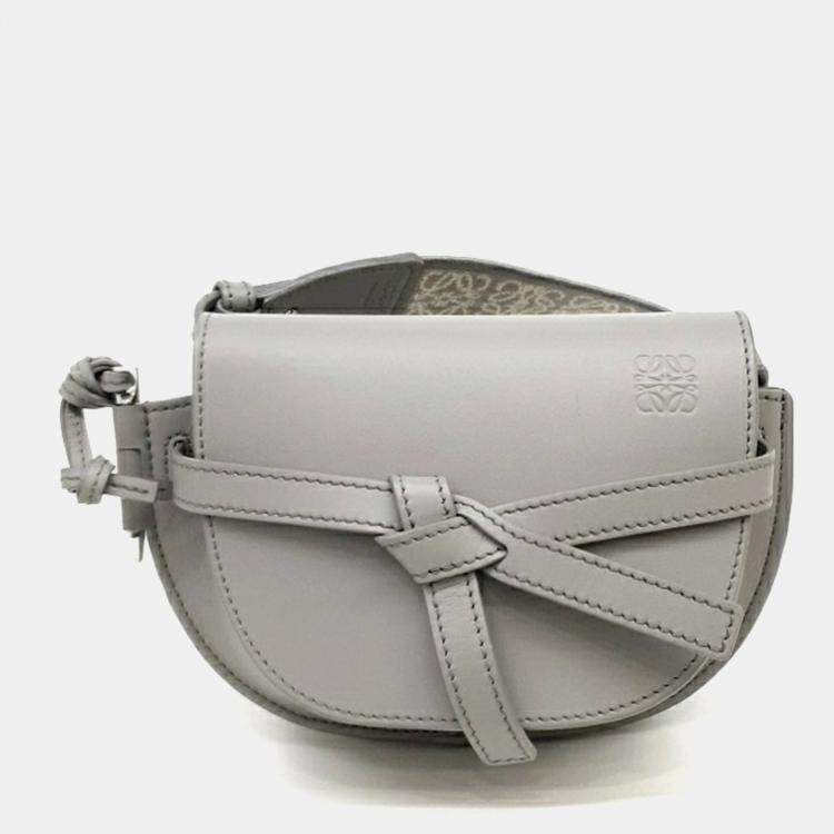 Pre Owned Loewe Grey Leather Mini Gate Bag