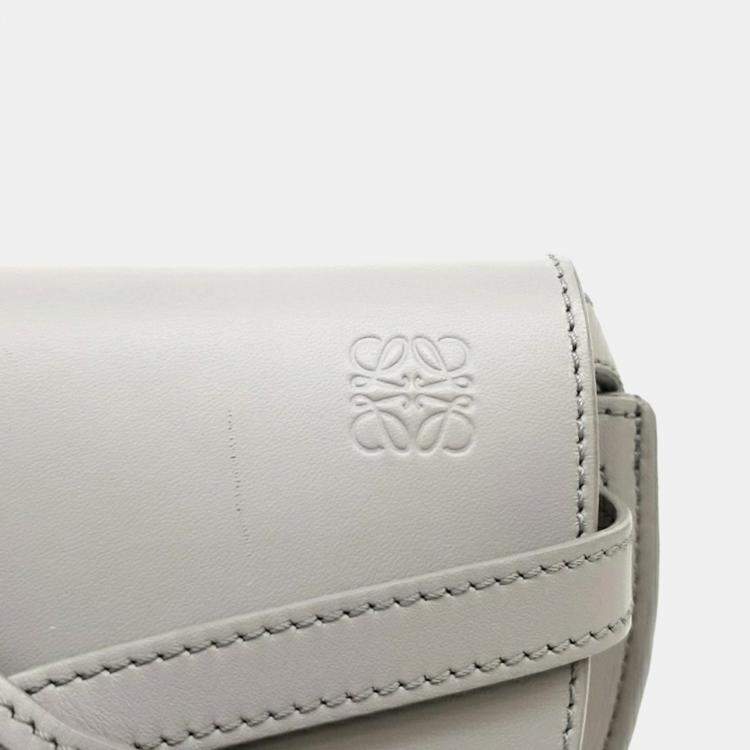 Pre Owned Loewe Grey Leather Mini Gate Bag