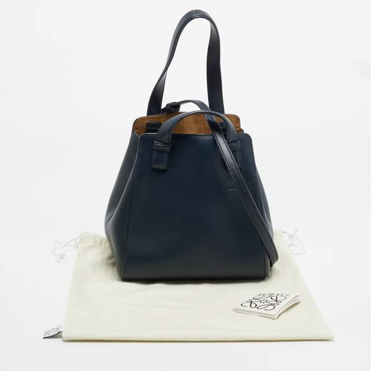 Pre Owned Loewe Hammok Navy Blue Leather Shoulder Bag