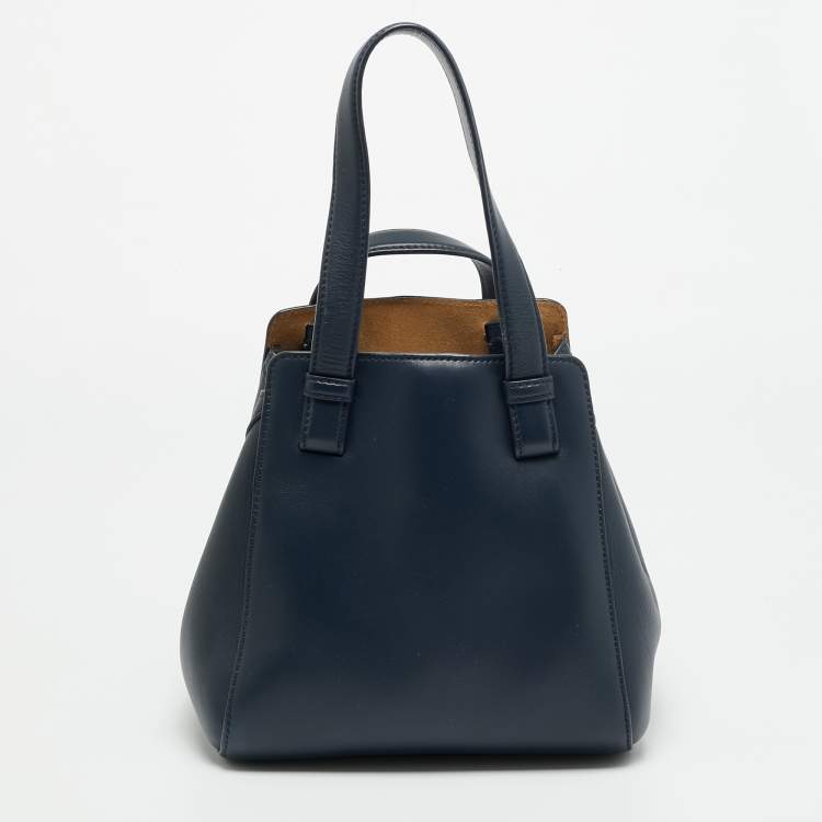 Pre Owned Loewe Hammok Navy Blue Leather Shoulder Bag