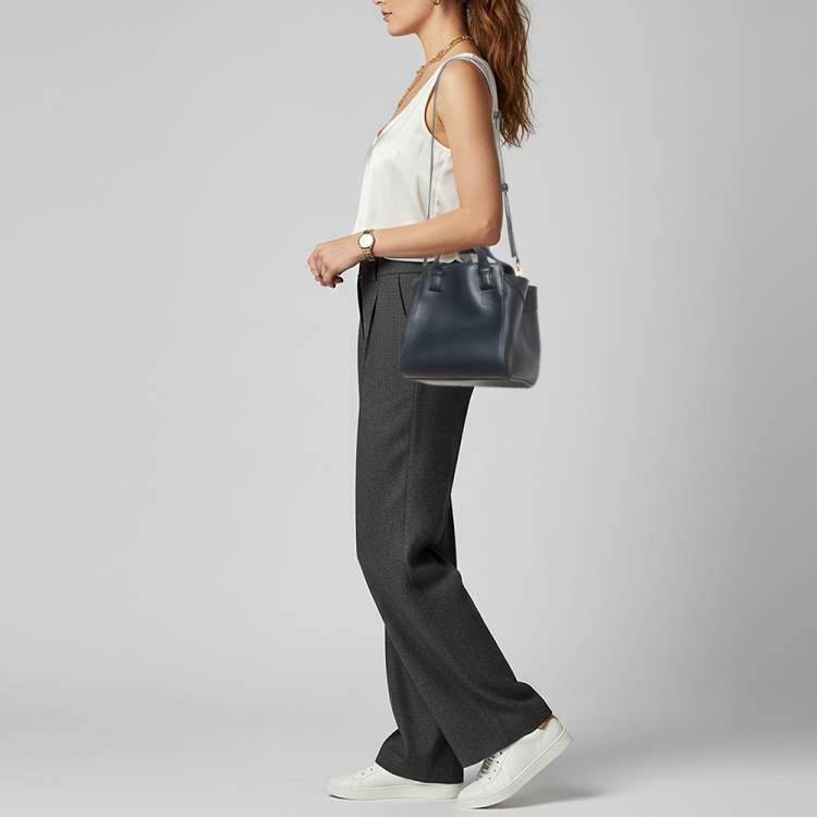 Pre Owned Loewe Hammok Navy Blue Leather Shoulder Bag